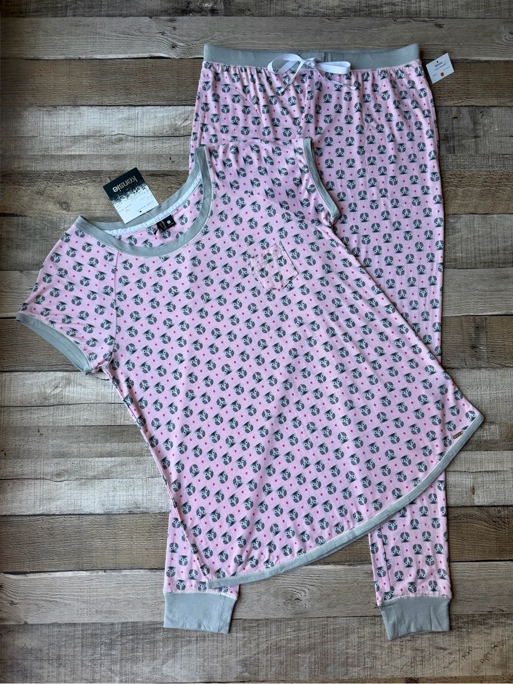 Kensie Pink Owl Print 2-Piece Pajama Set NWT Women’s Size Small Cozy
